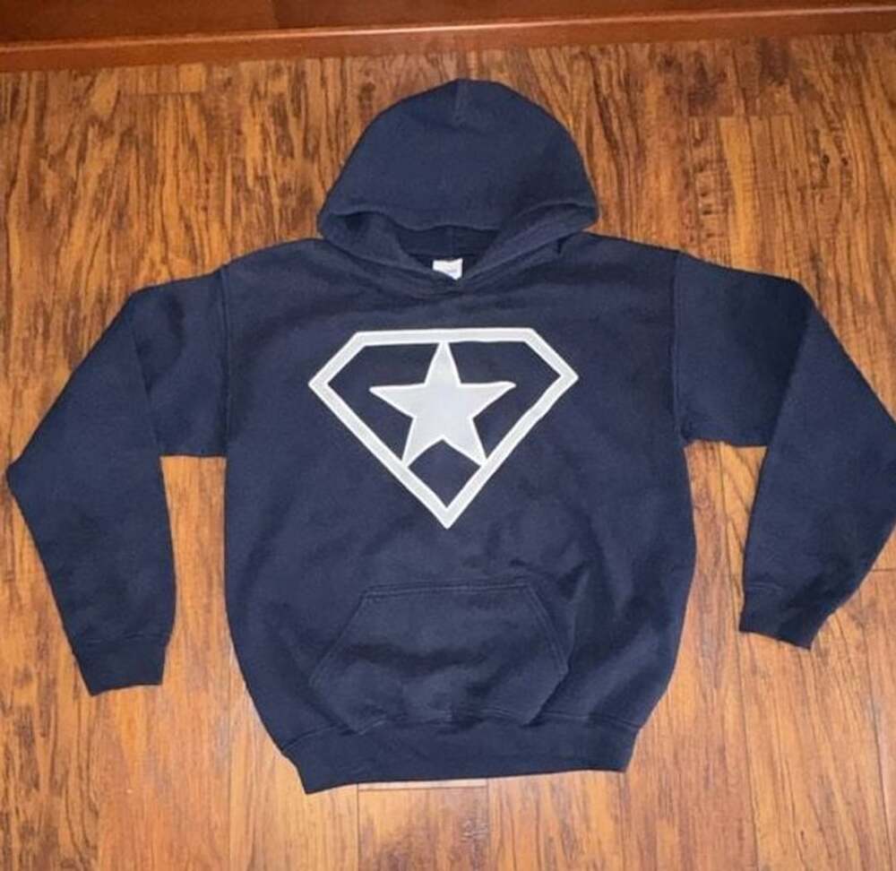 Gildan Heavy Blend Youth XL Navy Blue Hoodie Super Star